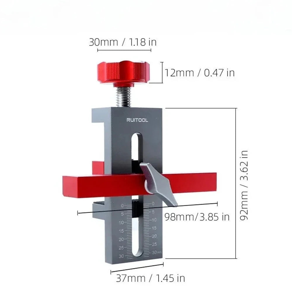 RUITOOL Aluminum Cabinet Door Mounting Jig - Adjustable Hardware Positioner for Framed & Frameless Cabinets (0-40mm)