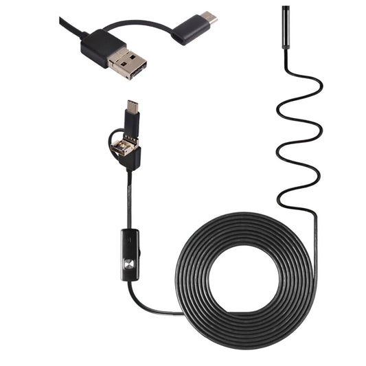 3-in-1 Industrial Borescope for Mobile Phones, 8mm, 720p, IP67 Waterproof, 6 Adjustable LEDs