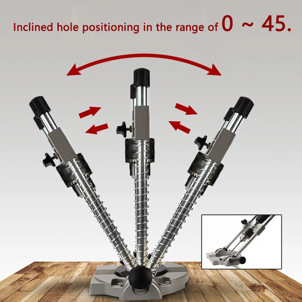 Multi-Angle Drill Stand with Mini Drill & Hammer Holder for Woodworking Enthusiasts