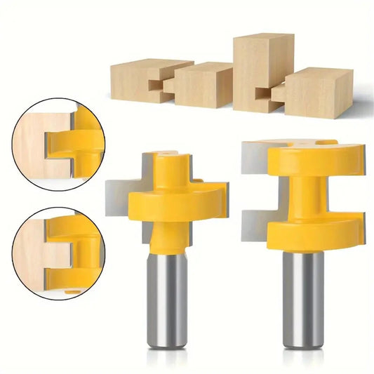 LAVIE 2PCS 1/2 Shank Tongue & Groove Router Bit Set, Carbide Tipped for Joinery, Tabletop & Panel Projects, Strip Flooring