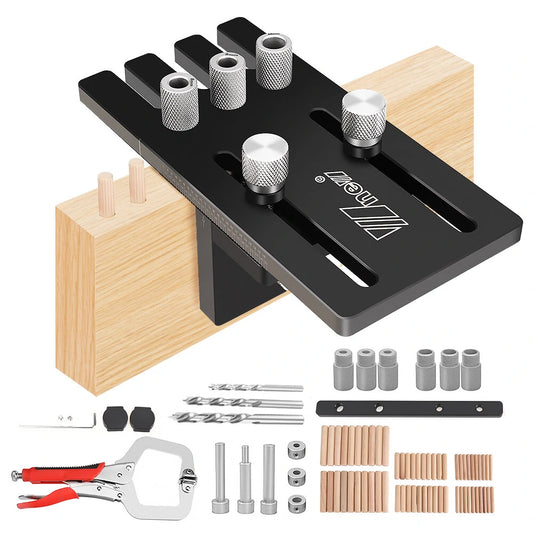 Aluminum Doweling Jig Kit: Precision Hole Drill Guide for DIY Woodworking - Includes Drill Bits