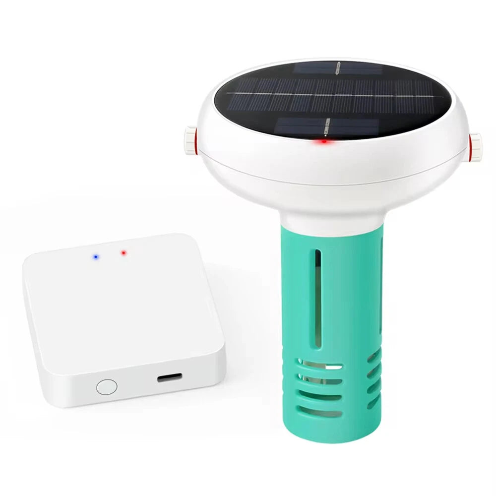 Solar-Powered Tuya Zigbee WiFi Pool Water Quality Tester | 7-in-1 pH, Chlorine & Salinity Monitor | USB Charging & App Control