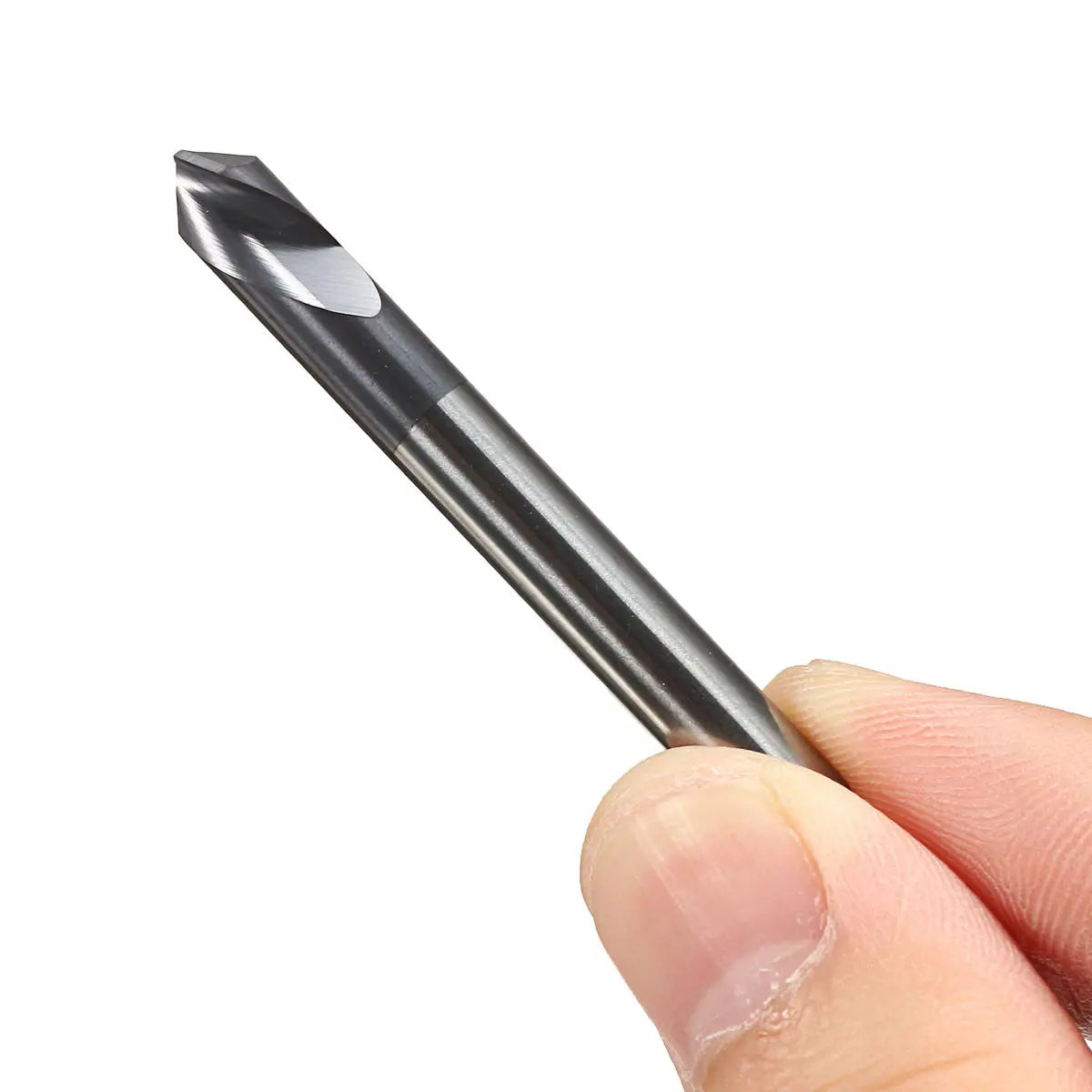 Drillpro 2pcs 6mm 2-Flute 90° Chamfer Mill HRC45 Carbide End Mill Cutter