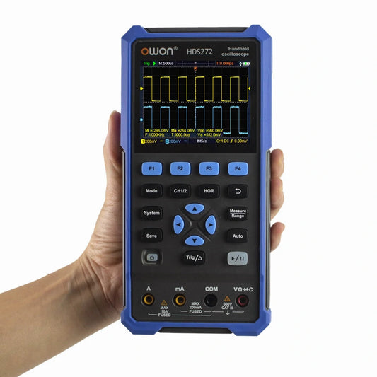 OWON® HDS200 Series 2-Channel Handheld Oscilloscope & Multimeter with Waveform Generator, 40/70/100MHz Bandwidth, 20,000 Counts - Ideal for Automobile Maintenance and Power Testing