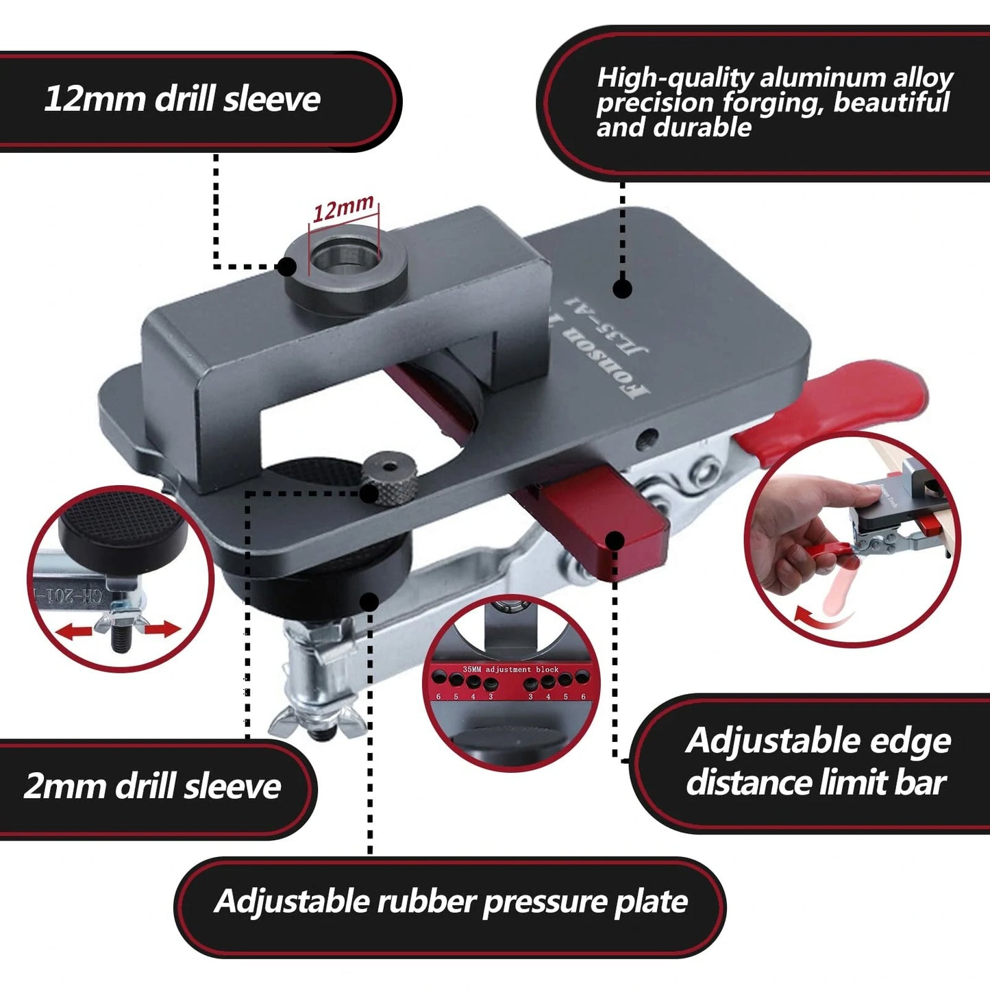 Fonson Tools 35mm Concealed Hinge Drilling Guide for Woodworking Cabinet and Door Mounting