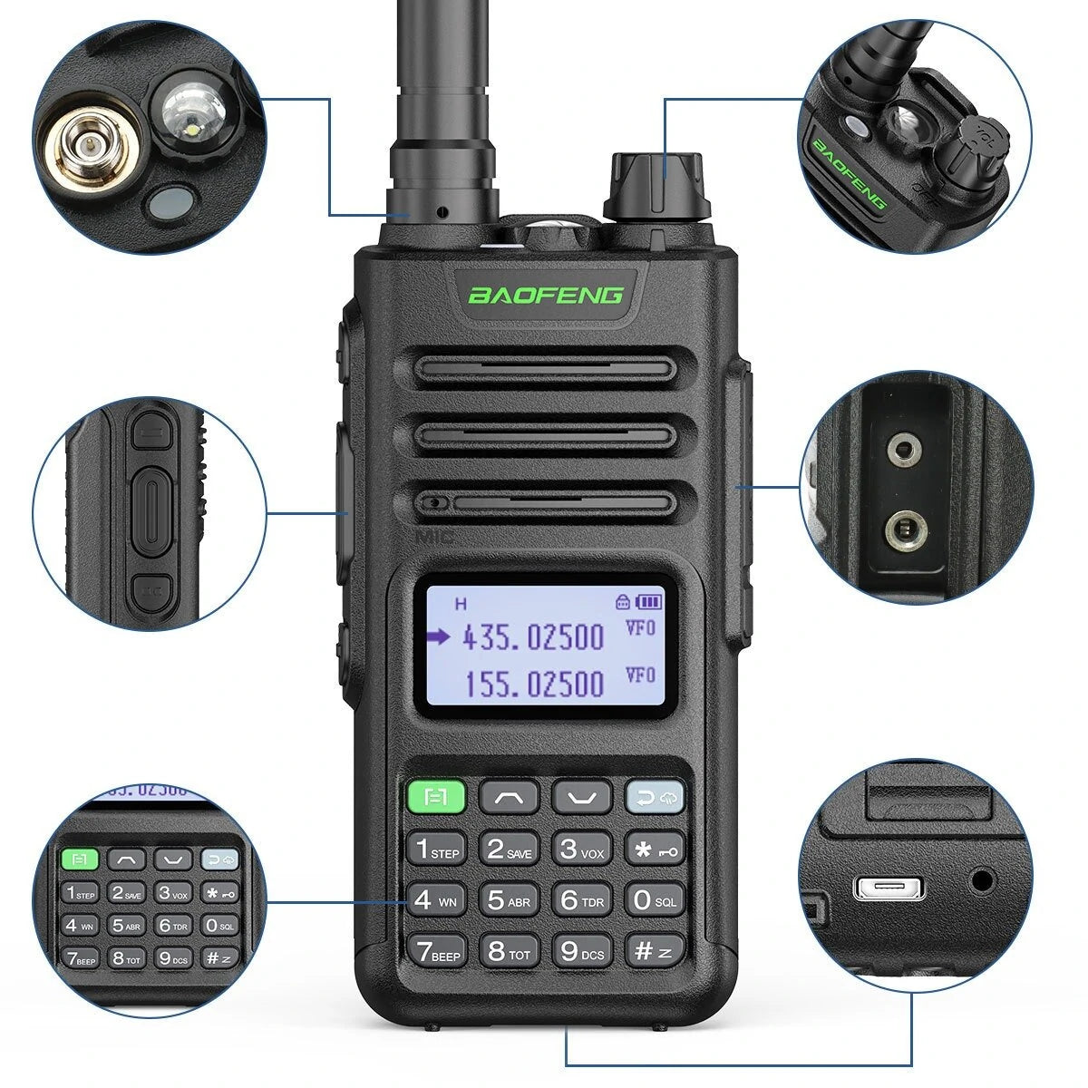 BaoFeng UV-13 PRO V2 Long Range Dual Band Two-Way Radio with Type-C Charger, 16KM Range