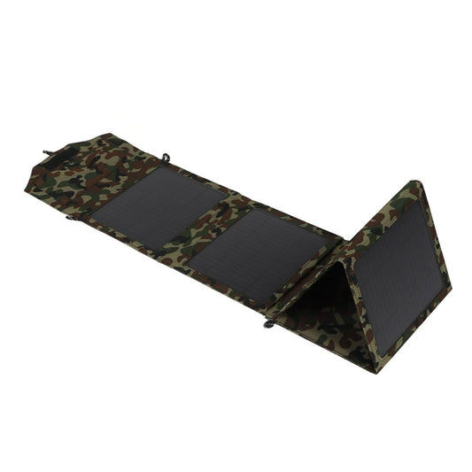 50W Dual USB Solar Charger, Folding Single Crystal Camouflage Panel for Outdoor Emergency