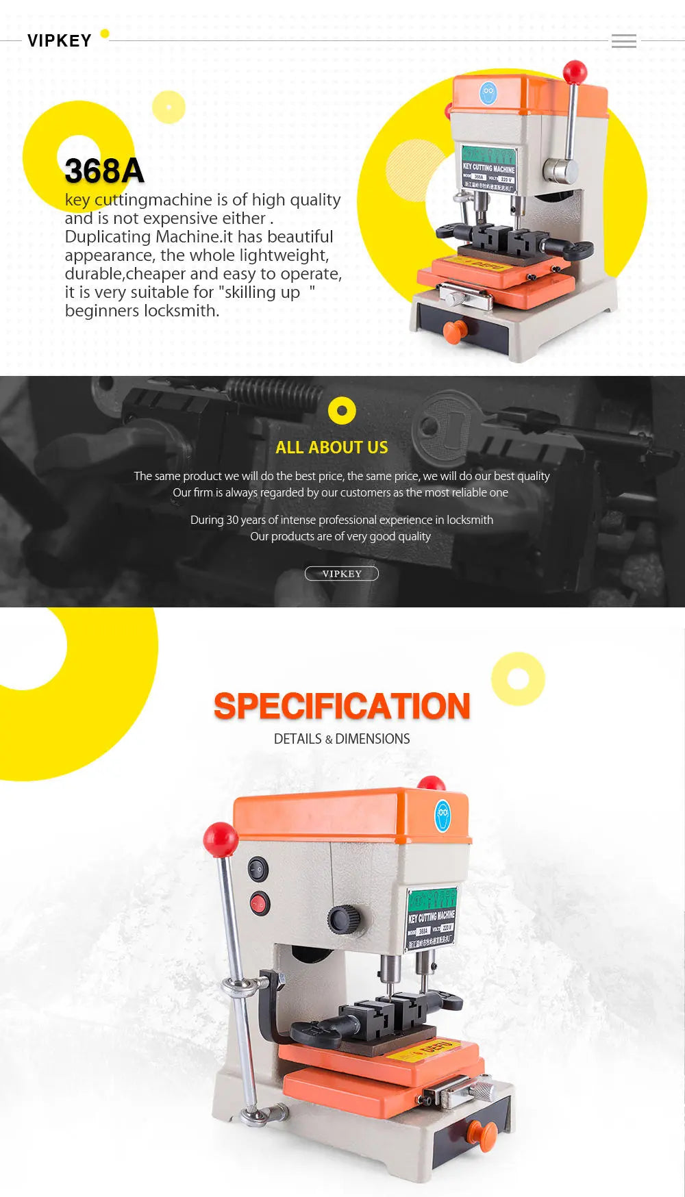 Keymaster 368A: Multi-Functional Key Cutting Machine for Precision Duplication of Door and Car Keys