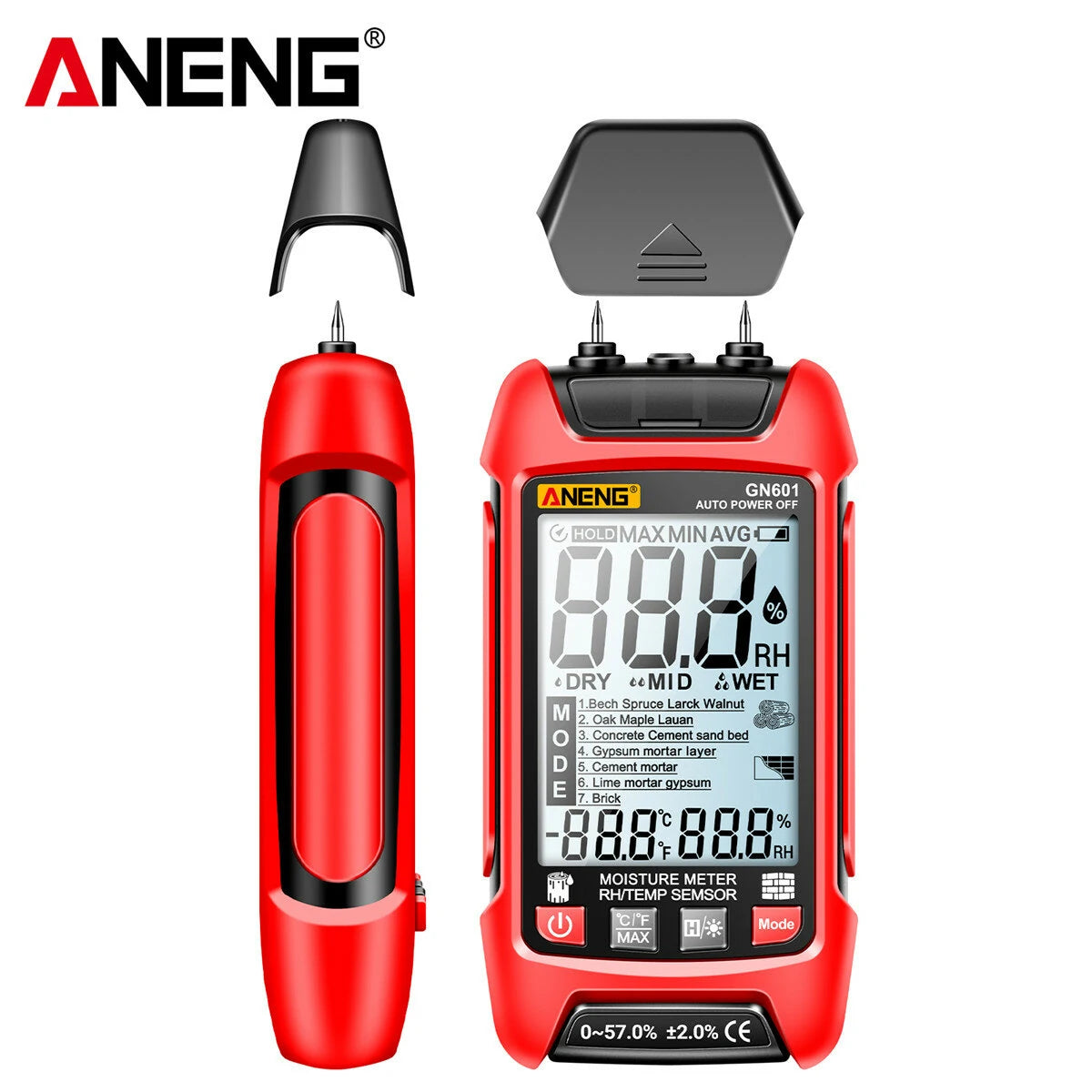 ANENG GN601 High-Precision Moisture Meter - Fast Water Content Testing for Wood, Paper, Grain & More (Battery-Free)