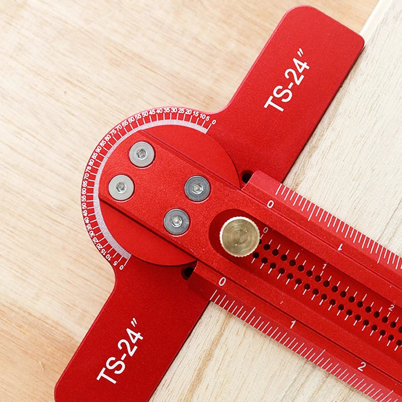 Aluminum Woodworking Ruler with 0-90° Angle Marking - Precise Imperial Measurements
