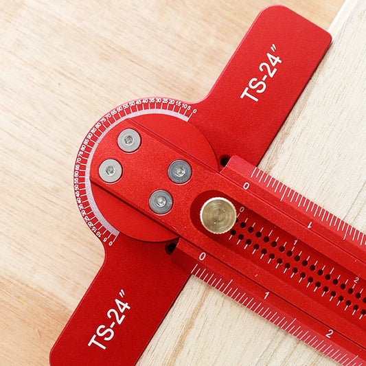 Aluminum Woodworking Ruler with 0-90° Angle Marking - Precise Imperial Measurements