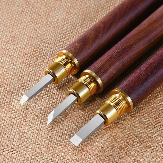 Carbide Engraving Stone & Wood Chisel Set with Portable Bag for Seal & Lettering