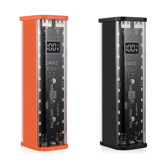 DIY 8x18650 Transparent Power Bank Case - 22.5W PD, LED Screen, High-Capacity Portable Charger for Huawei/Xiaomi