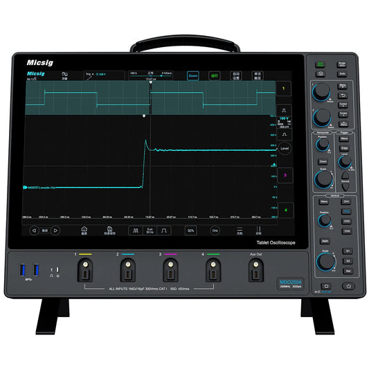 MICSIG MDO5004 Digital Oscilloscope: 500MHz, 4 Channels, 3GSa/s, 360Mpts, 14 Touchscreen, USB, LAN, HDMI
