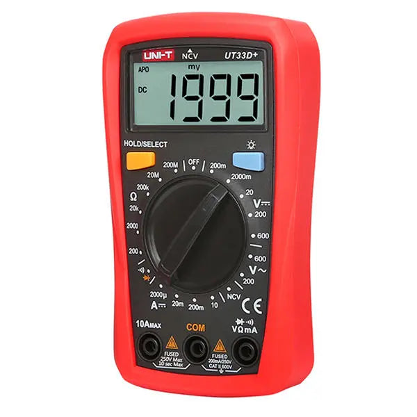 UNI-T UT33D+ Digital Multimeter with NVC, Voltage/Current/Resistance Tester, Buzzer & LCD Backlight