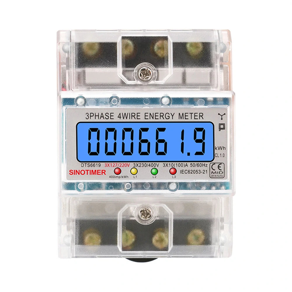 SmartMeter 100A Three-Phase Energy Monitor with LCD Backlight for Home Use, 3*127/220VAC
