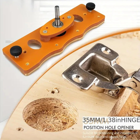 35mm Cabinet Door Hinge Drilling Guide Jig – Woodworking Tool with High-Speed, Low Noise Bearing