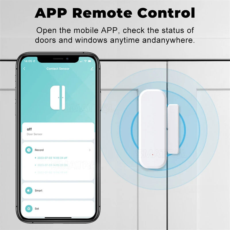 Smart WiFi Door/Window Alarm Sensor, Bluetooth Enabled, App Alerts, Compatible with Alexa & Google Home