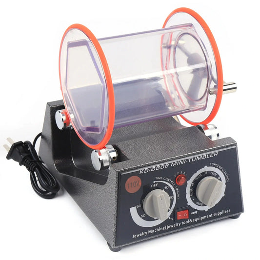 High-Capacity 60W Rotary Tumbler Jewelry Polisher, 220V, Auto Reverse, Variable Speed, 3kg Drum for Surface Finishing