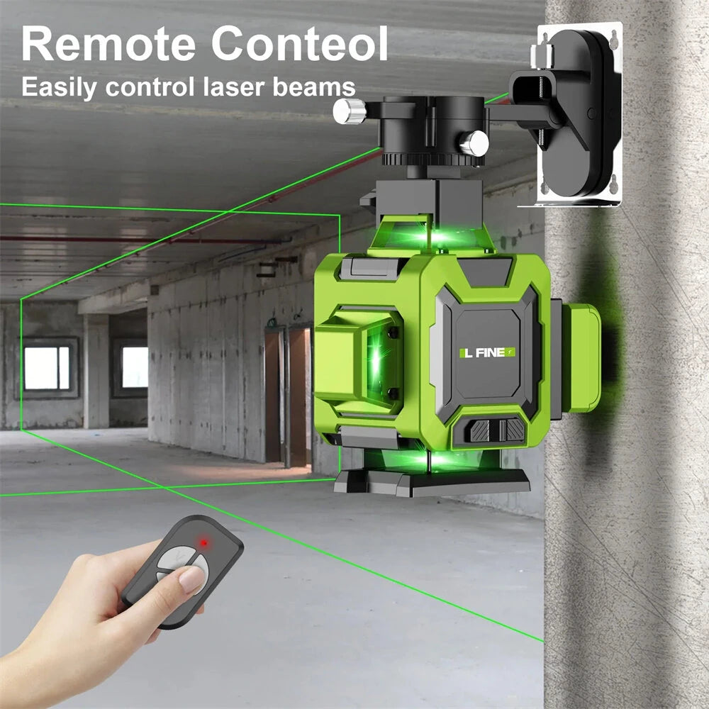 16-Line 4x360° Green Laser Level with Self-Leveling, Rechargeable Battery & Case for Ceiling Tile Installation