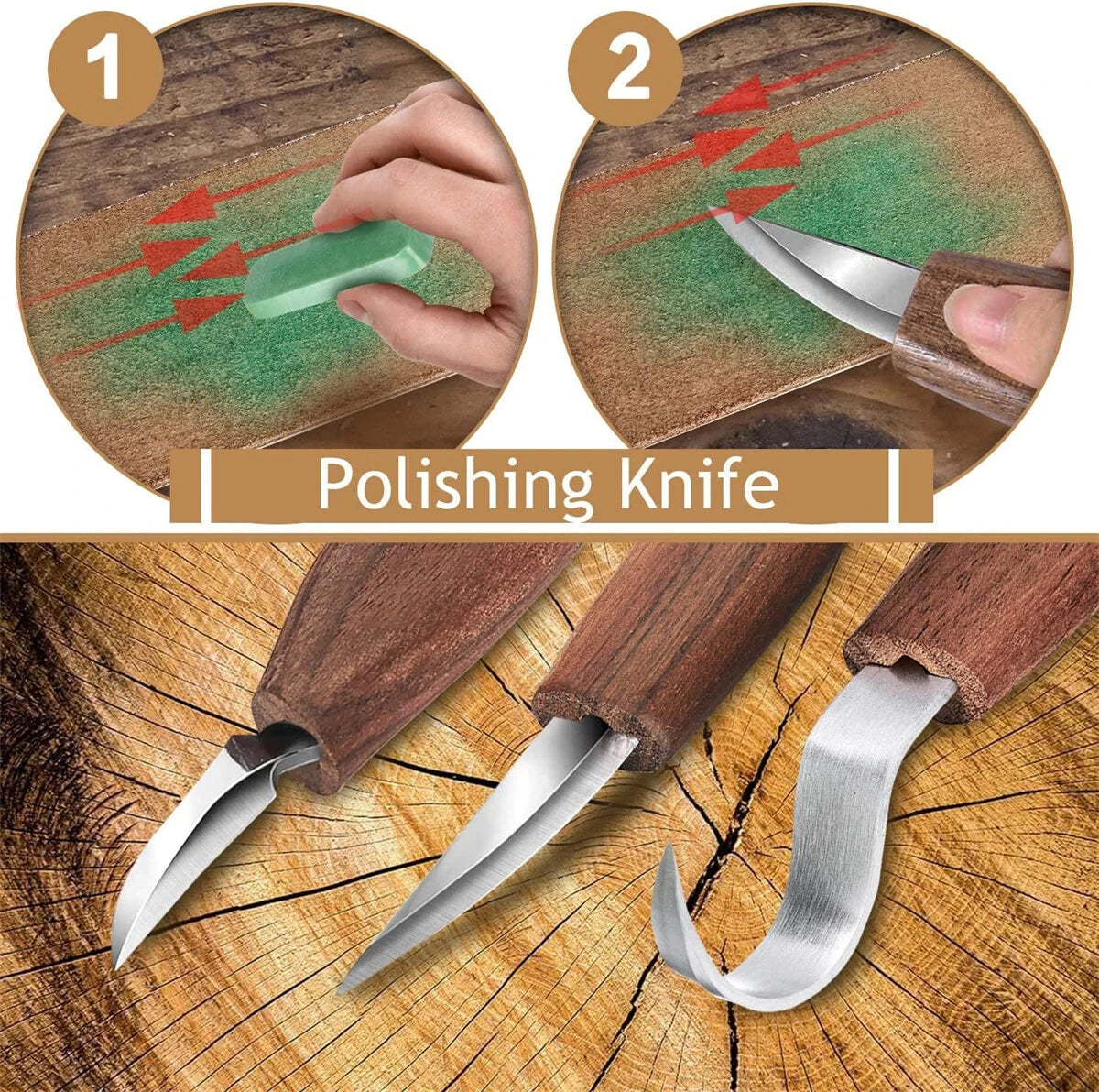 7-in-1 Wood Carving Tools Kit: Hook, Whittling, Chip Knives, Gloves & Sharpener for Beginners