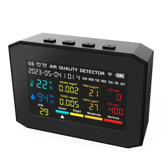 9-in-1 Portable Air Quality Monitor: PM2.5, PM10, CO, CO2, TVOC, HCHO, AQI, Temperature, Humidity Tester