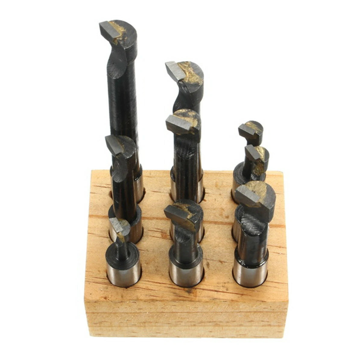 9-Piece Carbide Tipped 12mm Shank Boring Bar Lathe Tool Set - Flat End Rod