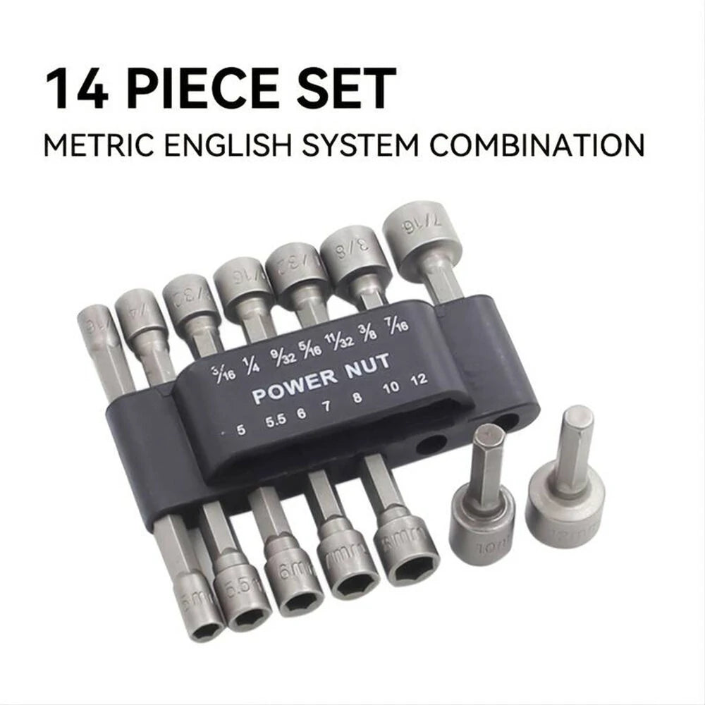 Electric Hexagon Screwdriver Socket Set - 14/9 Piece Non-Magnetic Combination