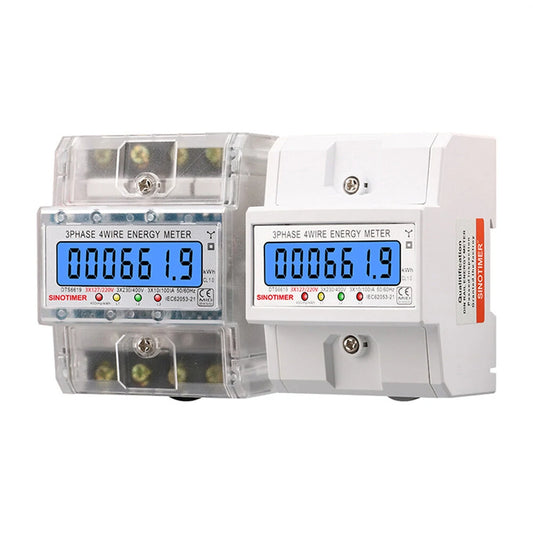 SmartMeter 100A Three-Phase Energy Monitor with LCD Backlight for Home Use, 3*127/220VAC