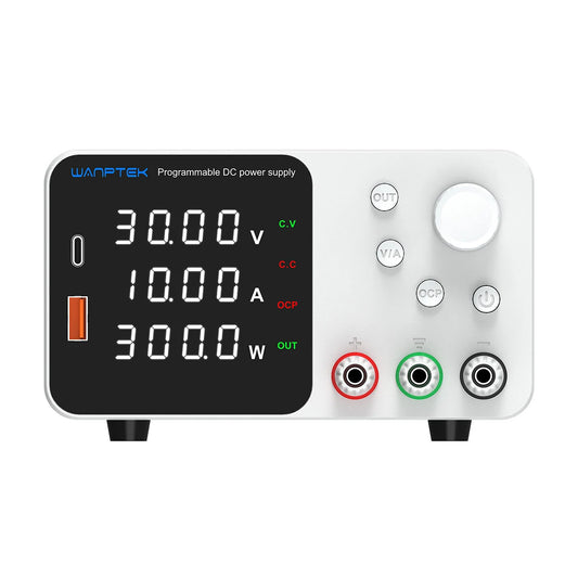 WANPTEK 300W Lab Bench Power Supply EU Plug, 30V 10A/60V 5A Adjustable Digital Voltage Stabilizer