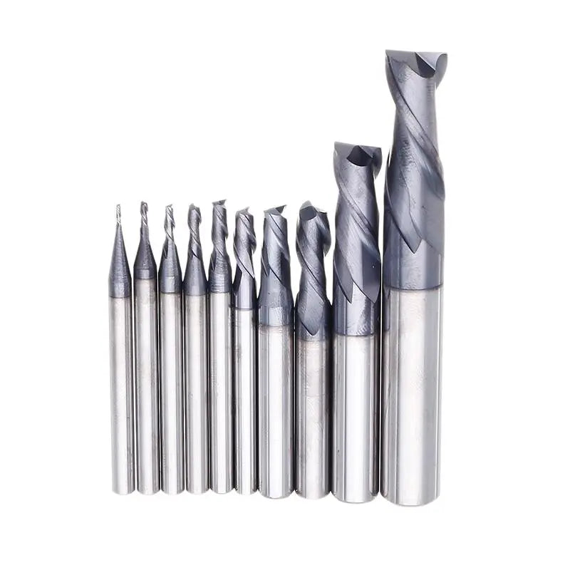 Tungsten Carbide 2 Flutes End Mill Cutter 1-10mm HRC55 TiAlN CNC Milling Tool - Drillpro