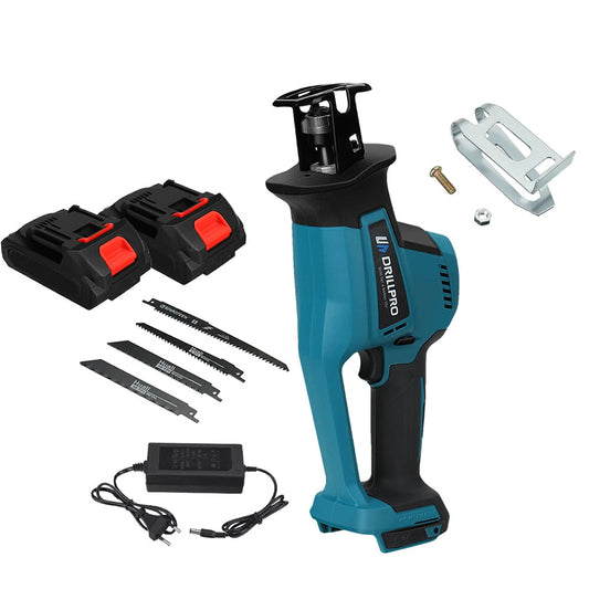 Drillpro 18V Brushless Reciprocating Saw, 3100 SPM with 4 Blades for Metal, Wood, Plastic - Rechargeable Li-ion Battery Included