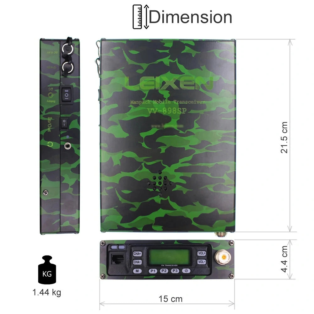 Dual-Band Mobile Radio Transceiver VV-898SP, 25W, 12000mAh Battery, 136-174MHz & 400-470MHz, USB FM Receiver