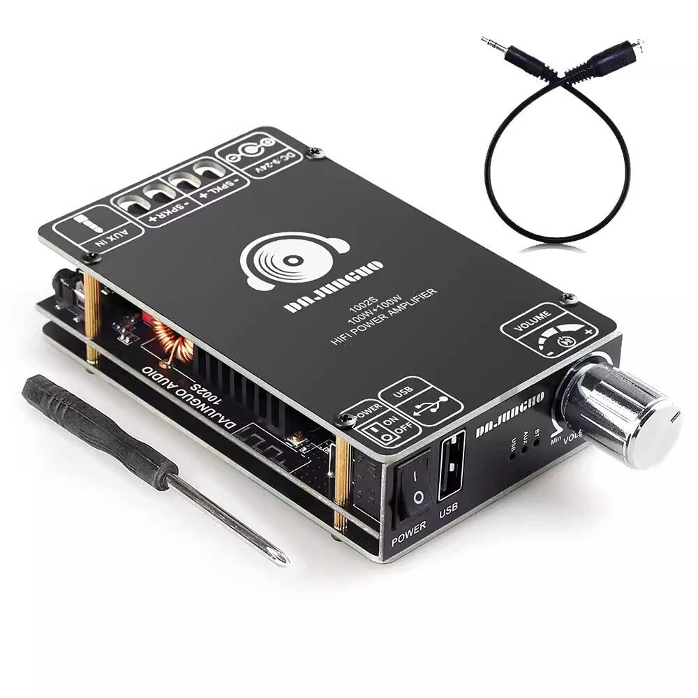 Bluetooth Amplifier Board ZK-1002S 200W Dual Channel, 12-24V, USB & 3.5mm Audio Inputs