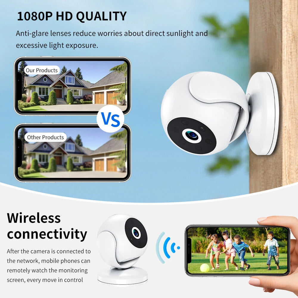 1080P A5 Smart WiFi Wireless Camera, Indoor/Outdoor, Long Battery, AI Motion Detection, Night Vision, 170° Wide Angle