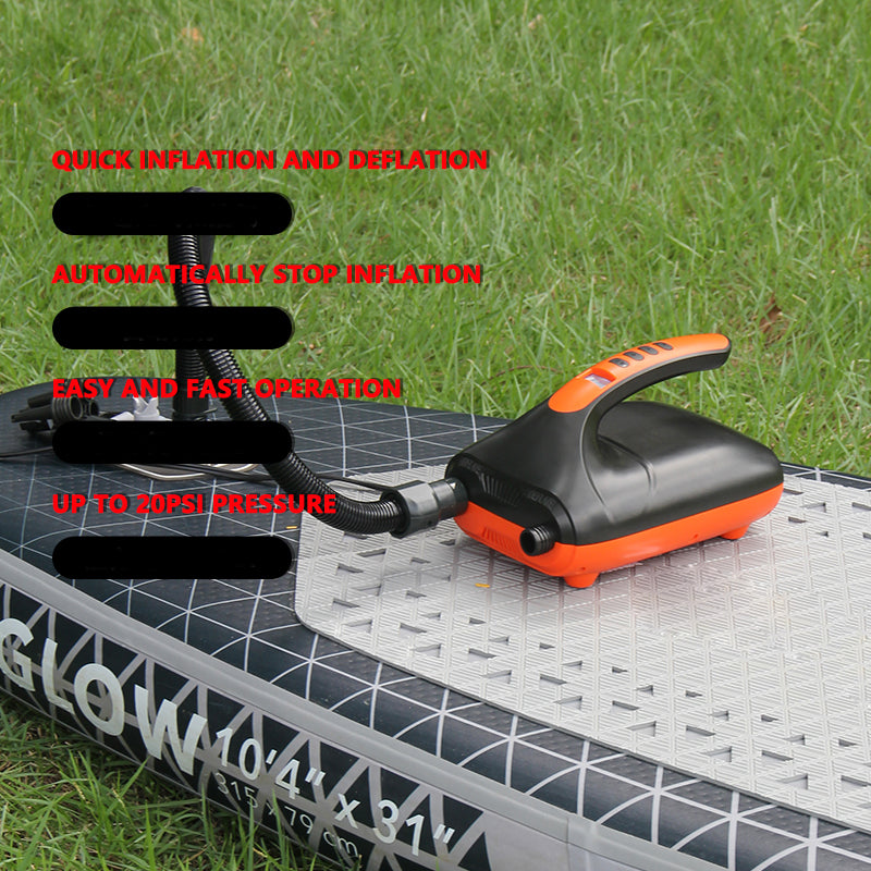 High-Pressure 20PSI Portable Electric Air Pump with 5 Nozzles for Inflatable Boats, Surfboards, and Paddleboards - Inflation & Deflation