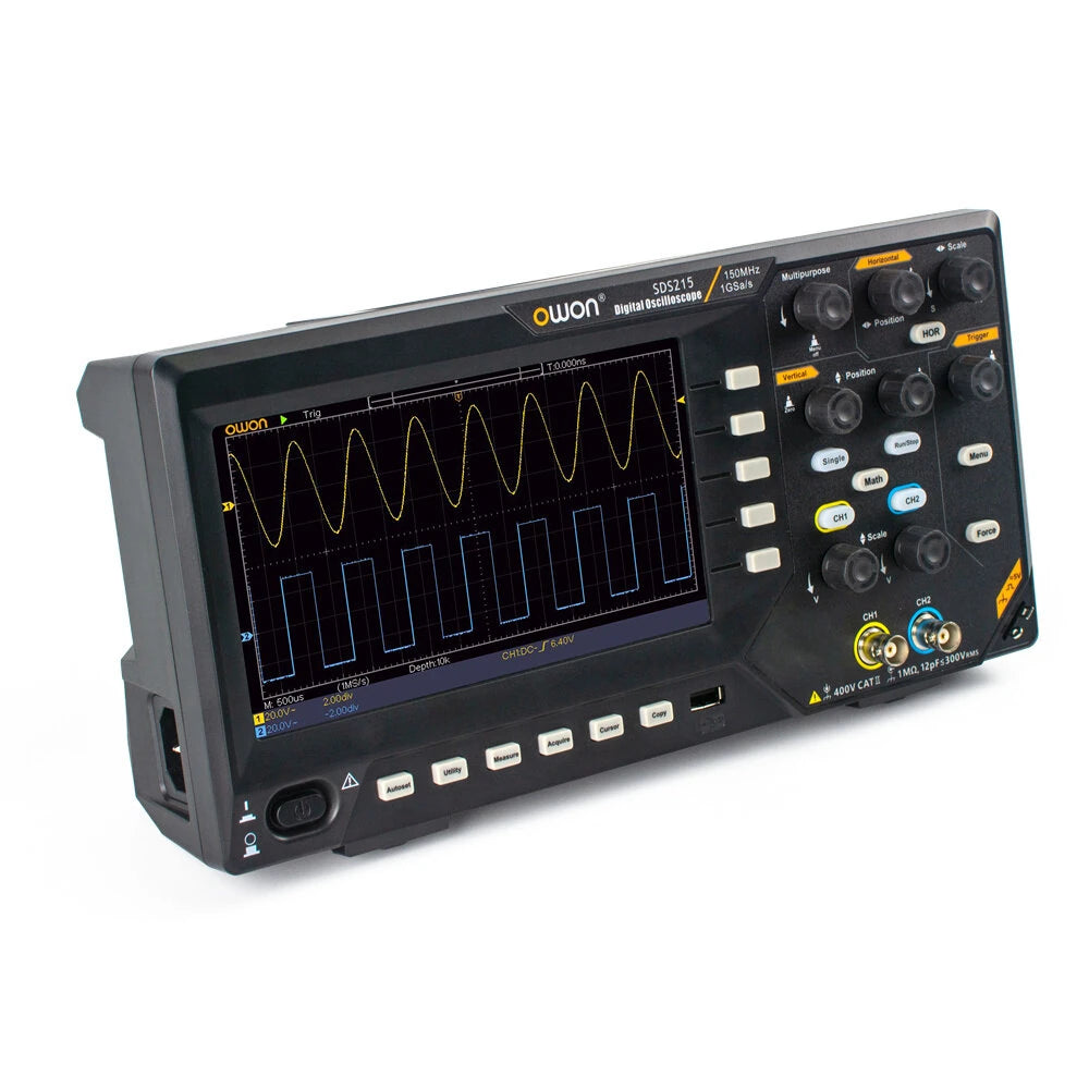 OWON SDS200 Series Digital Oscilloscope, 2-Channel, 1 GS/s, 150-200 MHz, USB, EU/US Plug