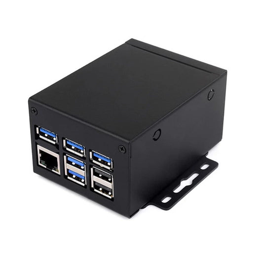 Raspberry Pi 5/5B Industrial Metal Case: Spacious Protective Enclosure with Expansion Board Compatibility, Enhanced Connectivity, Ventilation Slots, Wall & DIN Rail Mount