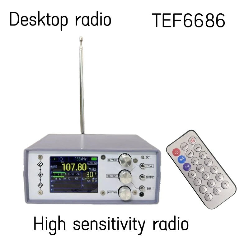TEF6686 Desktop Radio: Pro-Grade Sensitivity, Full Band FM 65-108MHz, AM 144kHz-27MHz, ABS Material, Auto Channel Closure, High Coverage International Reception