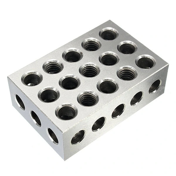 Machifit Precision Clamping Blocks - 2pcs 25x50x75mm, 23-Hole Parallel Pads, 0.005mm Accuracy