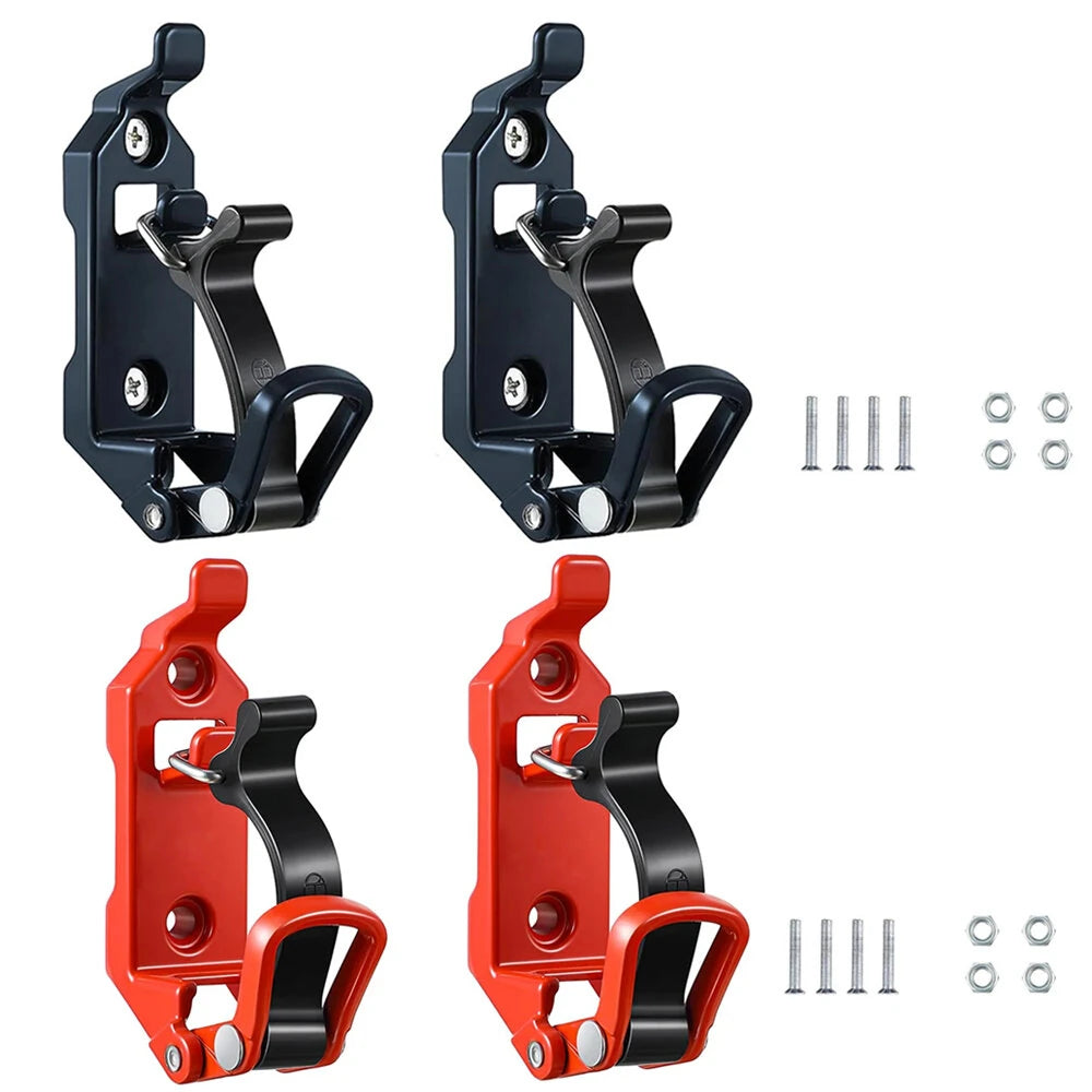 Zinc Alloy Shovel Mount Brackets - 2PCS, Red/Black, Easy Install for Roof Rack & Wall