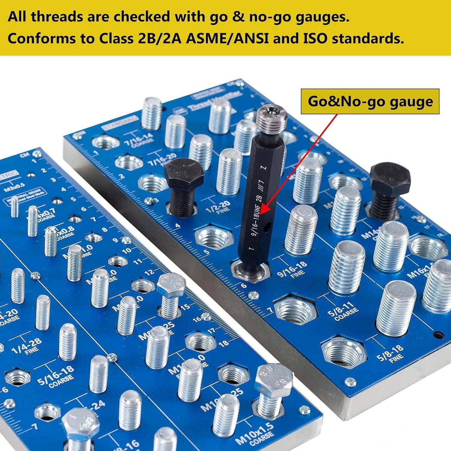 2-in-1 Nut & Bolt Thread Checker: Standard & Metric Gauge with Inch & Cm Ruler