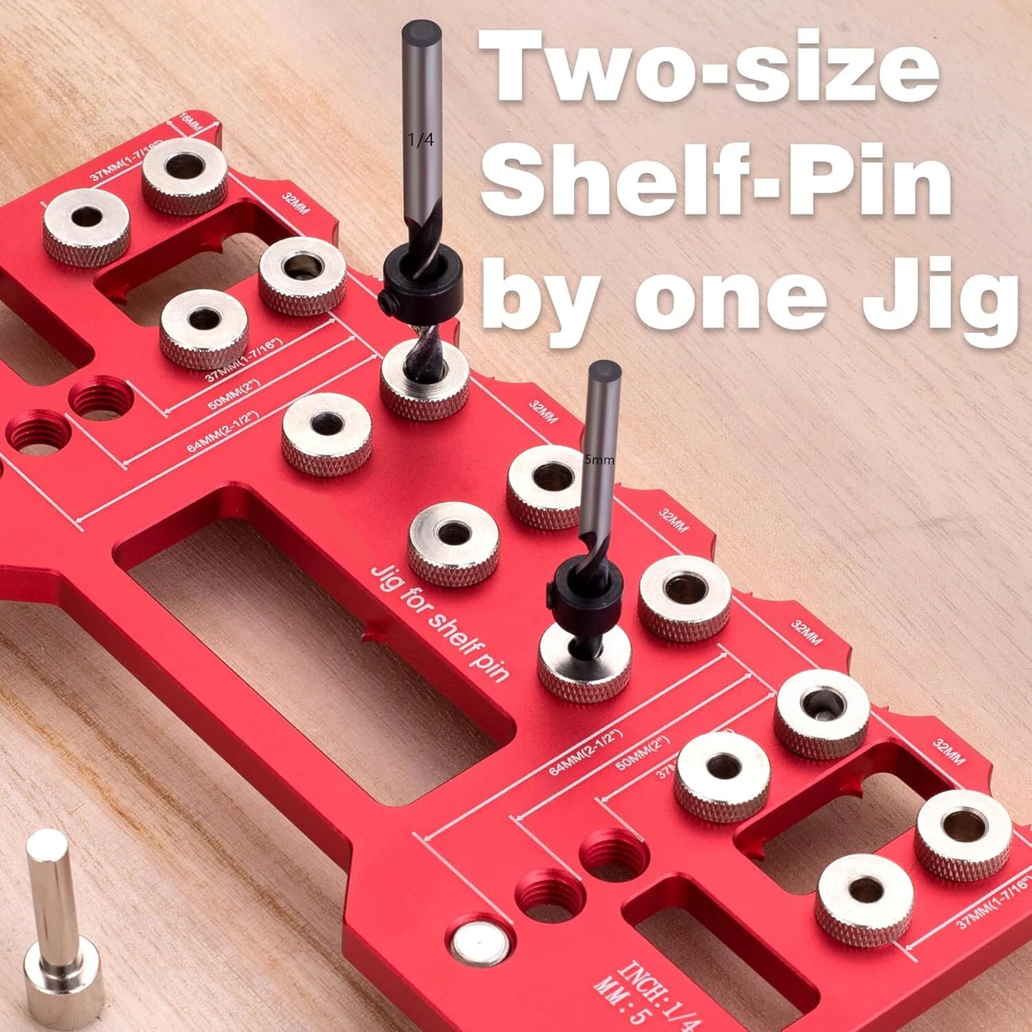 Aluminum Alloy Cabinet Hardware Jig - 5mm Pocket Hole Drill Guide & Shelf Pin Locator