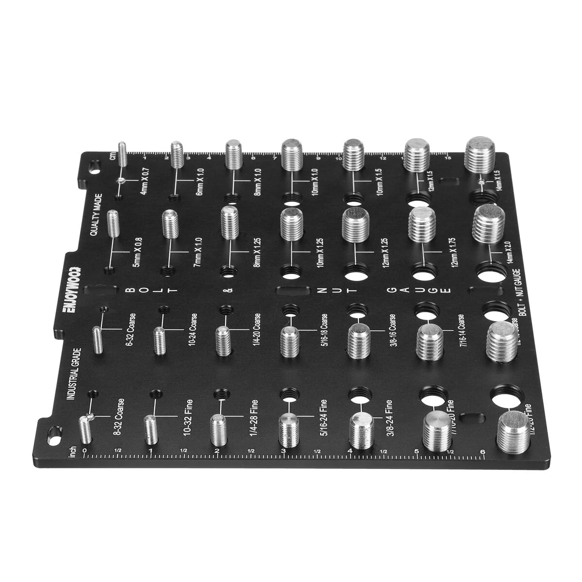 ENJOYWOOD 28-Piece Nut & Bolt Checker with Gloves - Durable Aluminum Alloy Gauge for Metric & Imperial Sizes