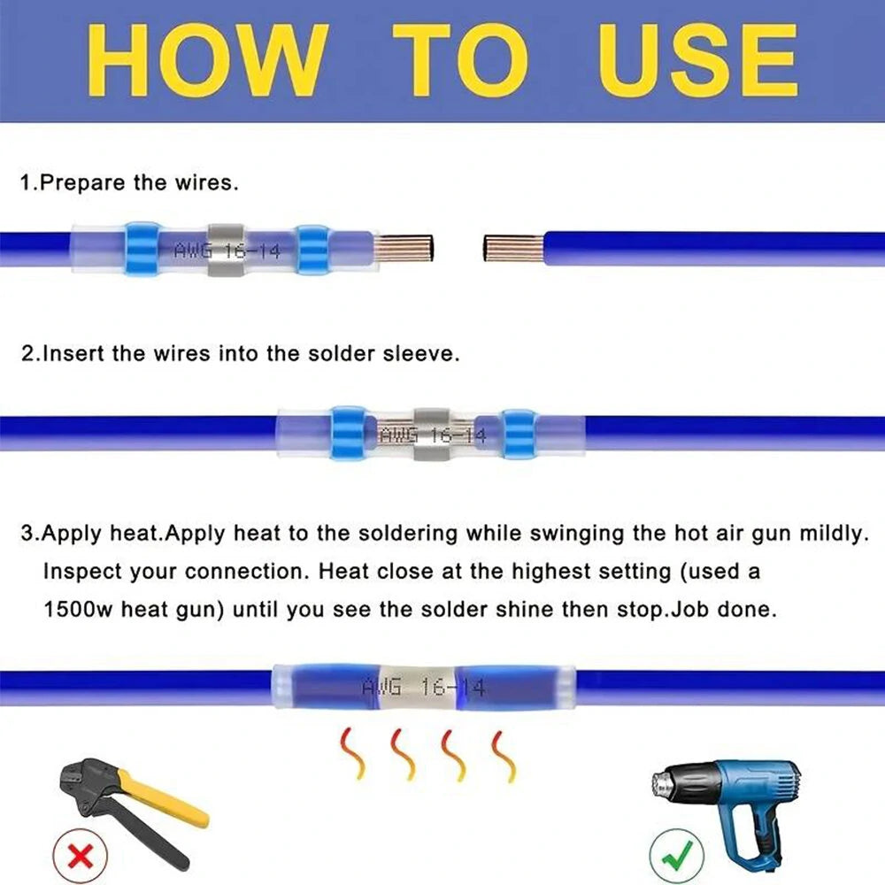 800PCS Waterproof Heat Shrink Solder Seal Wire Connectors Kit