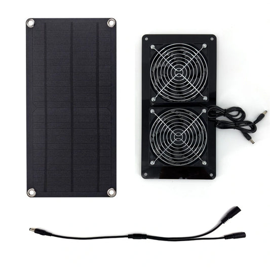 10W 18V Solar Dual Fan System: Easy Install, Lightweight Ventilation for Pet Houses & Chicken Coops - Energy Efficient Cooling