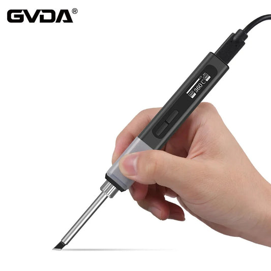 65W GVDA PD65W Intelligent Soldering Iron, Fast Charging USB-C, OLED Display, Constant Temp Control with Heat-Resistant Silicone Sleeve for Precision DIY Work