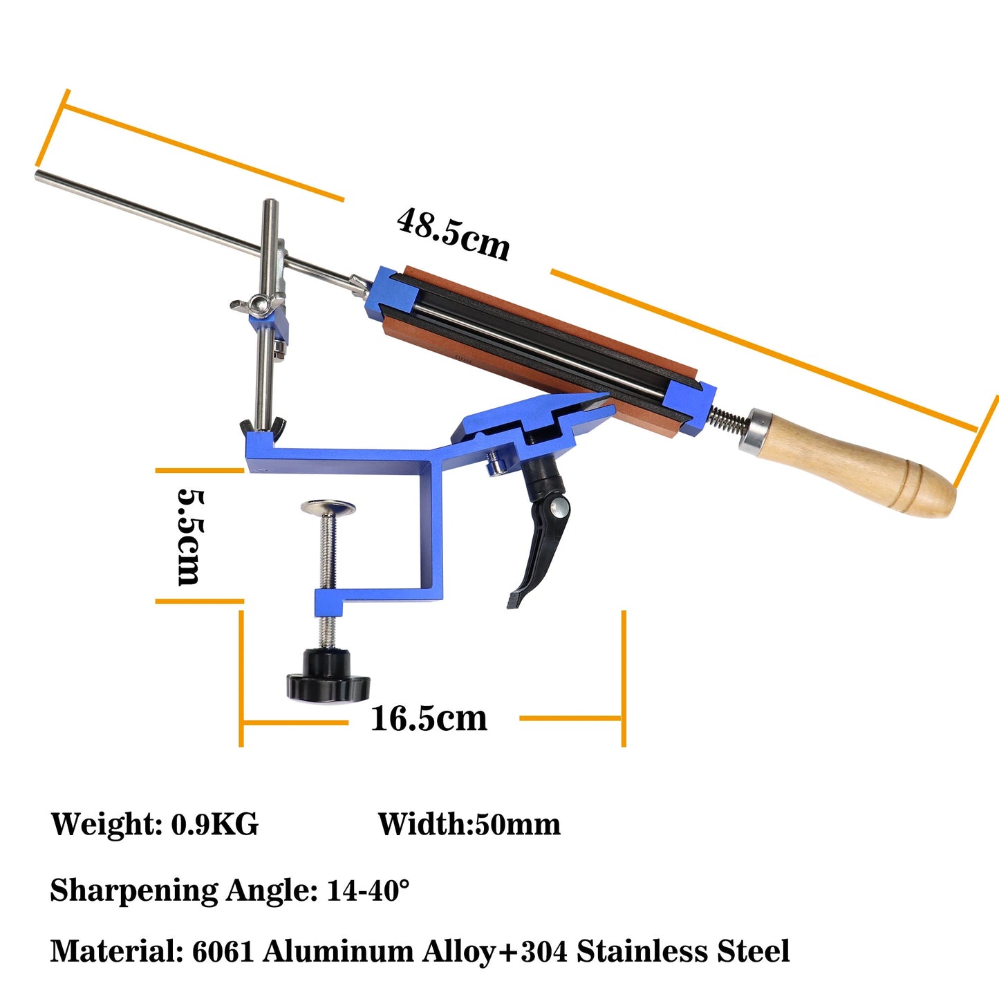 Angle-Adjustable Knife Sharpener System with Whetstones