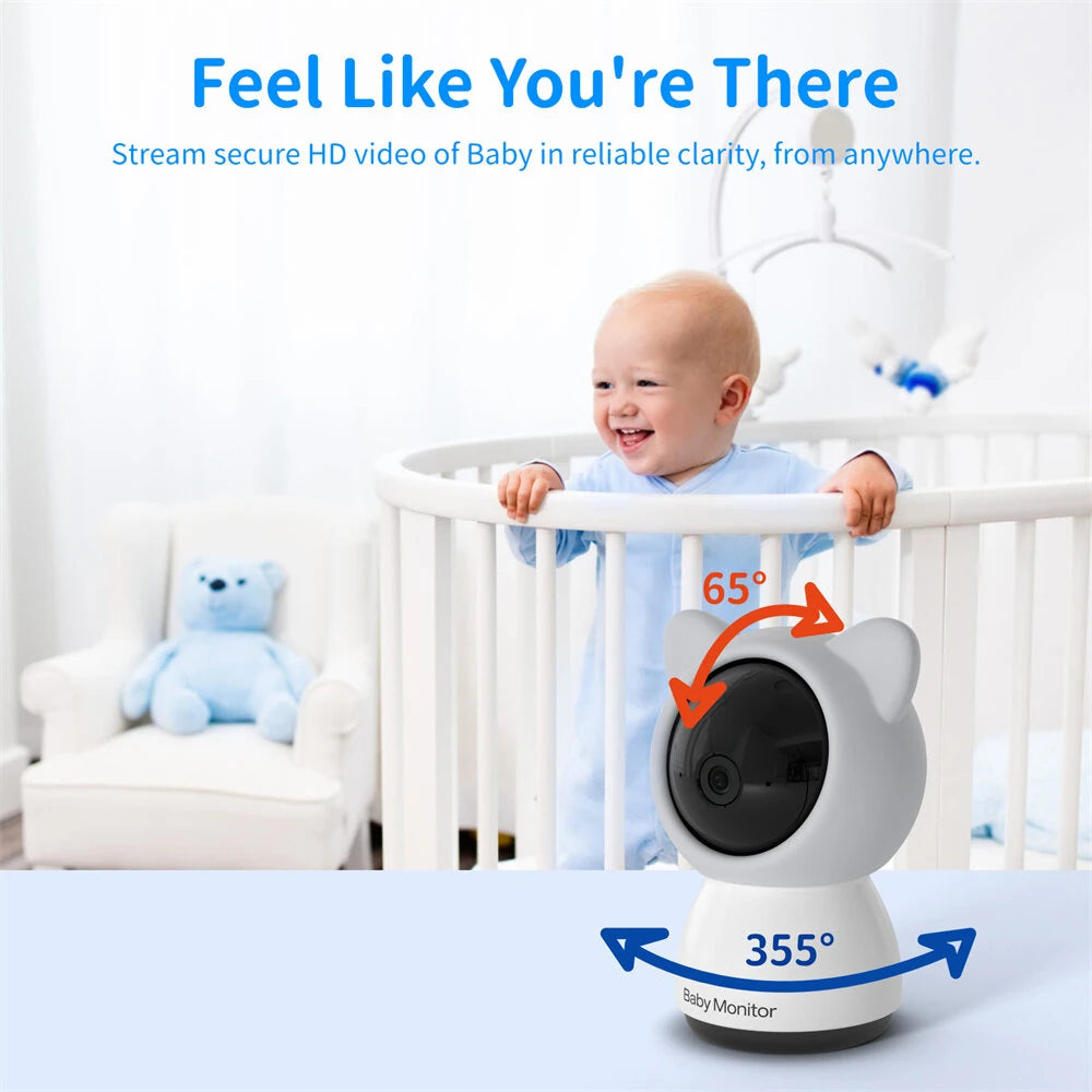 5 Smart WiFi Baby Monitor - Video Camera with Mobile App, PTZ, HD Night Vision, Two-Way Audio & Lullabies