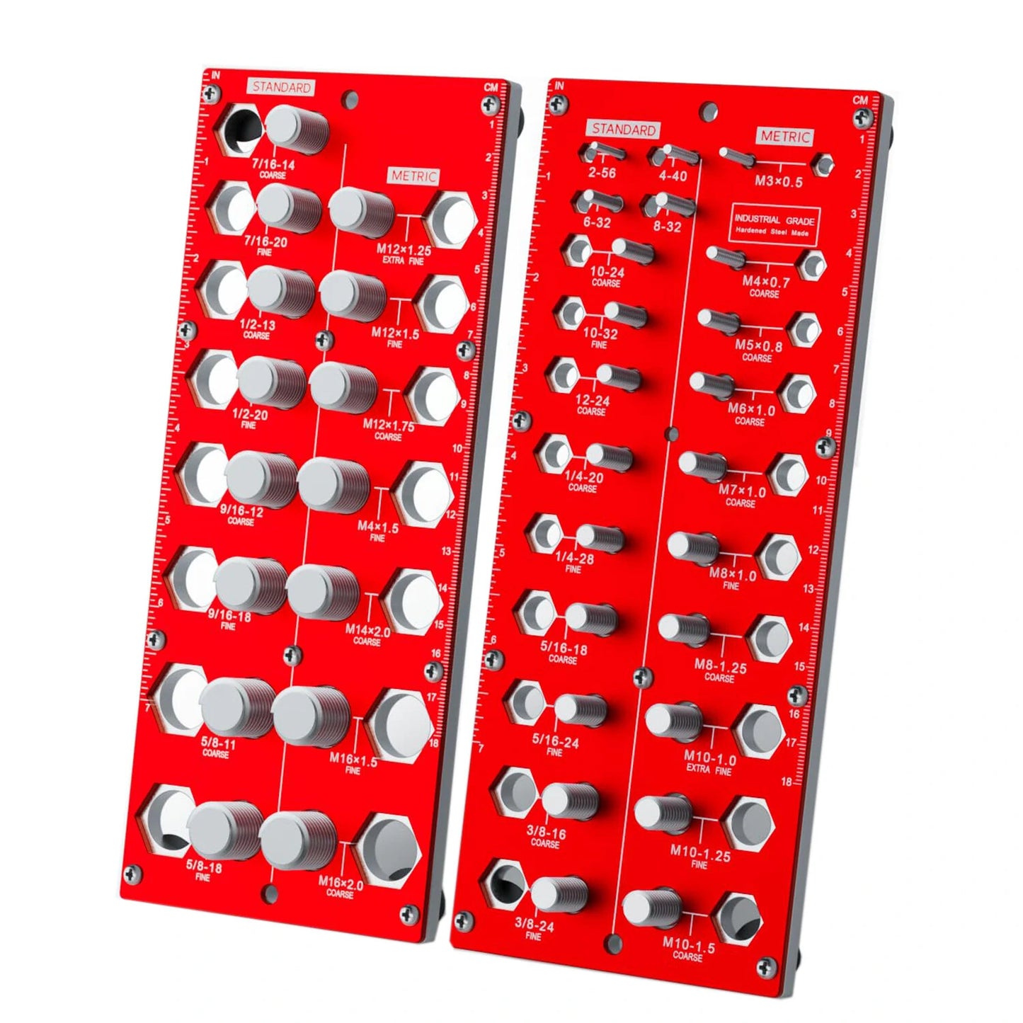 Metal Nut & Bolt Thread Checker Set - 21 SAE & 17 Metric Sizes for Easy Sorting & Identification